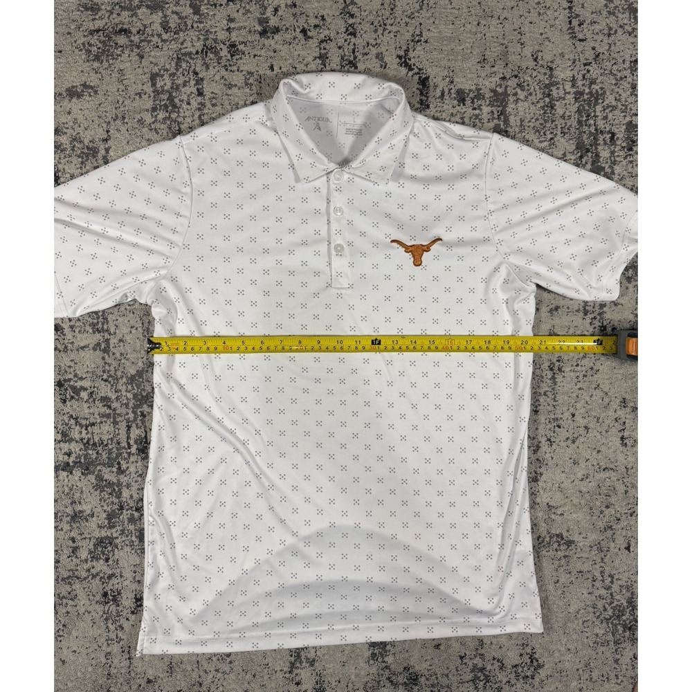 Texas Longhorns Polo Shirt Mens Large White Antigua NCAA UT Logo - Picture 4 of 8